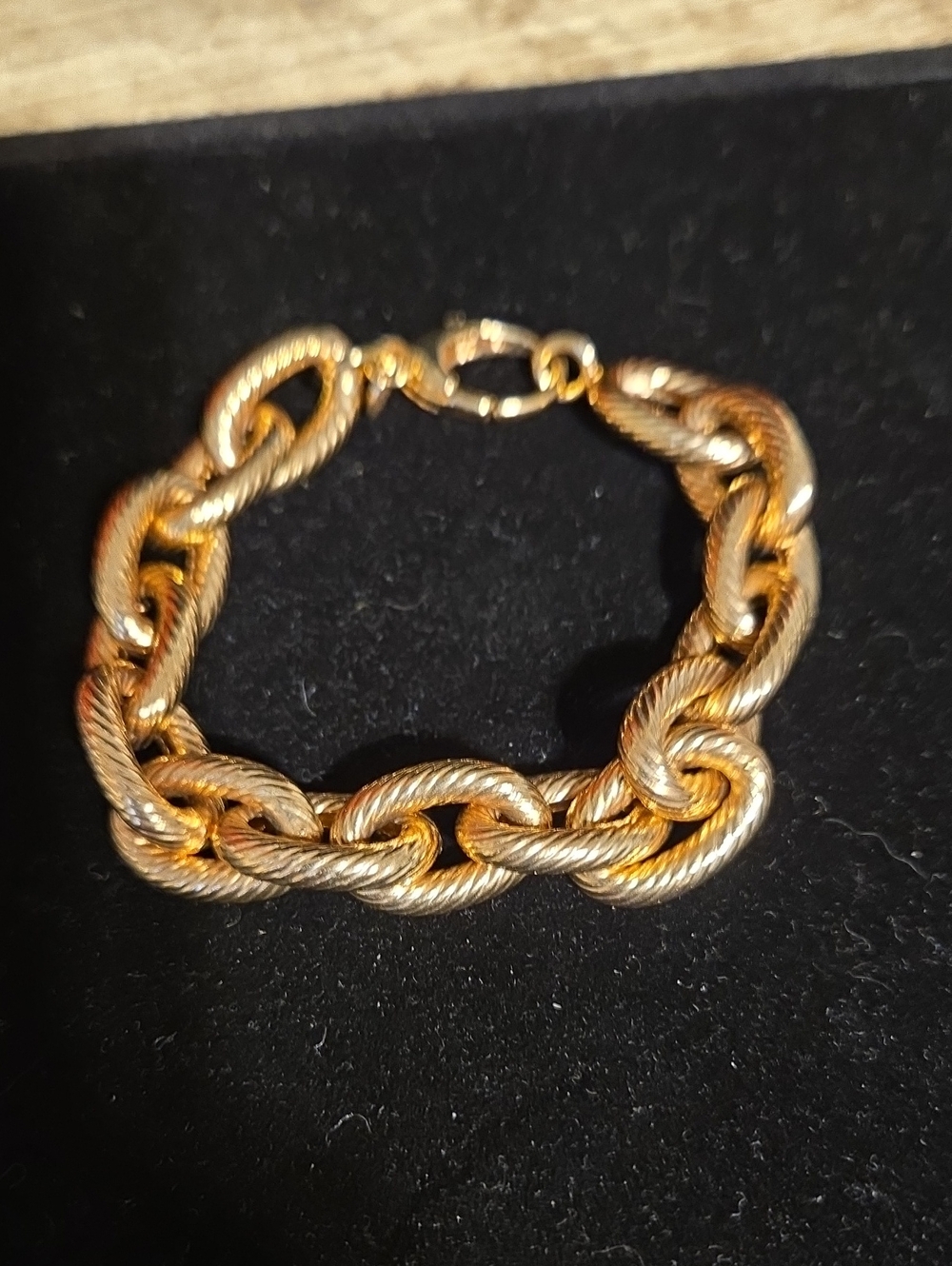 Milor Italy Bronze Textured Cable Link Statement Bracelet 8” - Bold Chunky Chain